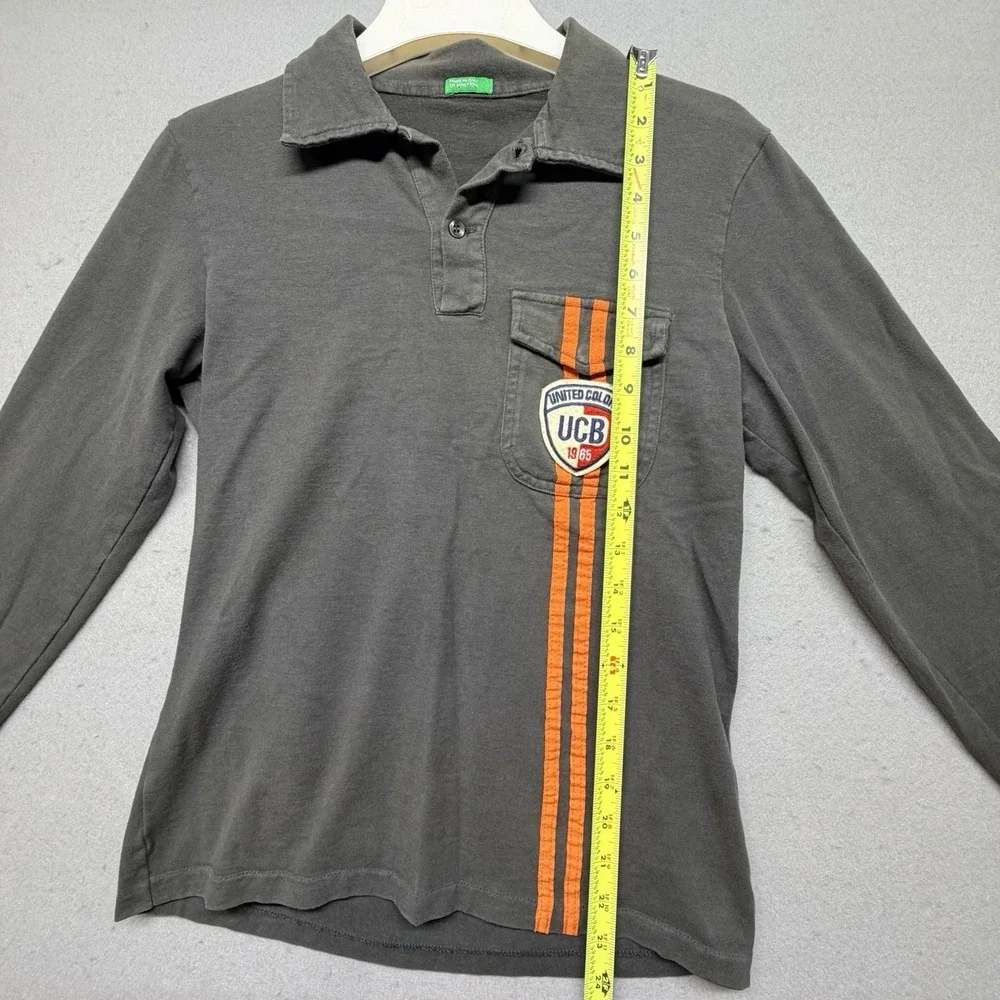United Colors of Benetton Polo Shirt Gray‎ Long Sleeve UCB 1965